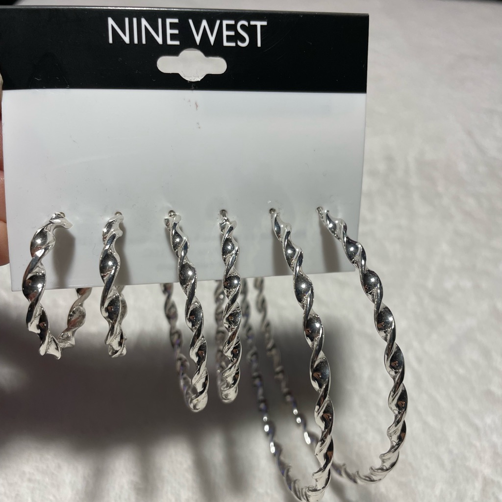 Nine West Silver Hoop Earrings Set
